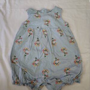 Carters infant girl 12m blue floral onesie #WW6